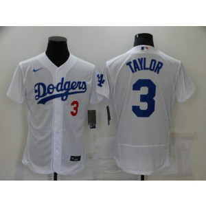 MLB Dodgers 3 Chris Taylor White Nike Flexbase Men Jersey