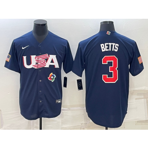 MLB Dodgers 3 Mookie Betts Blue 2023 World Series Men Jersey