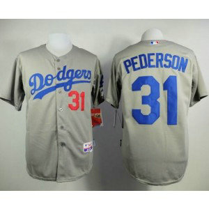 MLB Dodgers 31 Joc Pederson Grey Cool Base Men Jersey