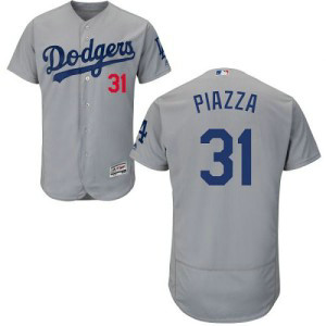 MLB Dodgers 31 Mike Piazza Grey Flexbase Men Jersey