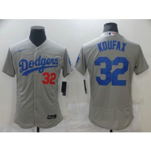 MLB Dodgers 32 Sandy Koufax Grey Flexbase Men Jersey