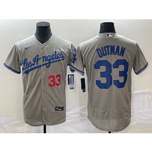 MLB Dodgers 33 Outman Grey Nike Cool Base Men Jersey