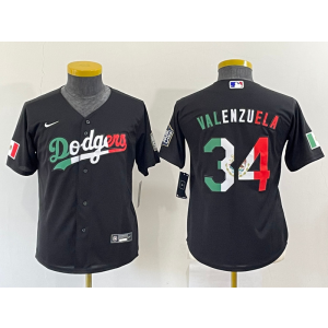 MLB Dodgers 34 Fernando Valenzuela Black Mexico Nike Cool Base Youth Jersey MLB Dodgers 34 Fernando Valenzuela Black Mexico Nike Cool Base Youth Jersey