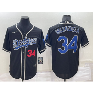 MLB Dodgers 34 Fernando Valenzuela Black Nike Cool Base Men Jersey