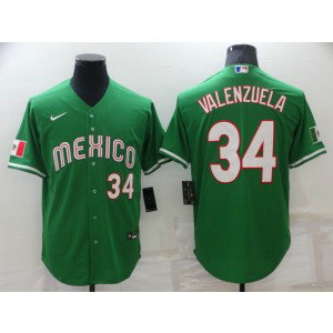 MLB Dodgers 34 Fernando Valenzuela Green Mexico Cool Base Men Jersey