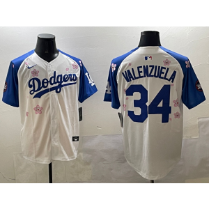 MLB Dodgers 34 Fernando Valenzuela White Blue 2025 Tokyo Series Nike Cool Base Men Jersey MLB Dodgers 34 Fernando Valenzuela White Blue 2025 Tokyo Series Nike Cool Base Men Jersey