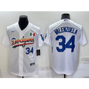 MLB Dodgers 34 Fernando Valenzuela White Rainbow Nike Cool Base Men Jersey MLB Dodgers 34 Fernando Valenzuela White Rainbow Nike Cool Base Men Jersey