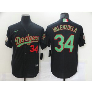 MLB Dodgers 34 Toro Valenzuela Black Green Cool Base Men Jersey MLB Dodgers 34 Toro Valenzuela Black Green Cool Base Men Jersey