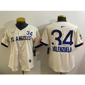 MLB Dodgers 34 Toro Valenzuela Cream City Nike Cool Base Women Jersey MLB Dodgers 34 Toro Valenzuela Cream City Nike Cool Base Women Jersey