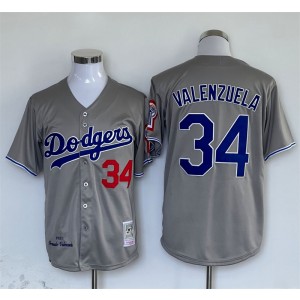 MLB Dodgers 34 Toro Valenzuela Grey Throwback Men Jersey MLB Dodgers 34 Toro Valenzuela Grey Throwback Men Jersey