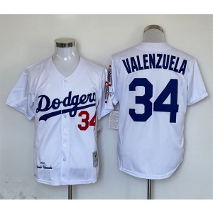MLB Dodgers 34 Toro Valenzuela White Throwback Men Jersey MLB Dodgers 34 Toro Valenzuela White Throwback Men Jersey