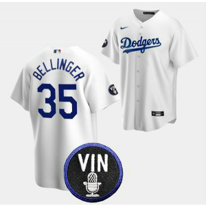 MLB Dodgers 35 Cody Bellinger 2022 White Vin Scully Patch Nike Cool Base Men Jersey MLB Dodgers 35 Cody Bellinger 2022 White Vin Scully Patch Nike Cool Base Men Jersey