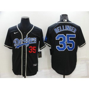 MLB Dodgers 35 Cody Bellinger Black Nike Cool Base Men Jersey