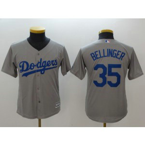 MLB Dodgers 35 Cody Bellinger Gray Cool Base Youth Jersey