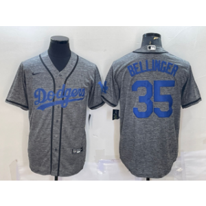 MLB Dodgers 35 Cody Bellinger Grey Nike Cool Base Men Jersey
