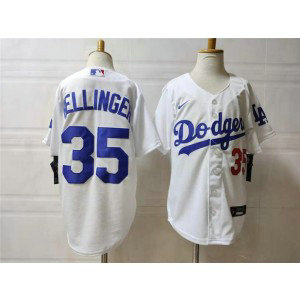 MLB Dodgers 35 Cody Bellinger White Nike Cool Base Youth Jersey
