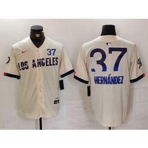 MLB Dodgers 37 Cream City Nike Cool Base Men Jersey