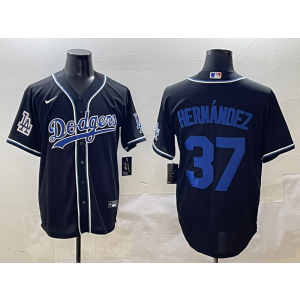 MLB Dodgers 37 Hernandez Black Nike Cool Base Men Jersey MLB Dodgers 37 Hernandez Black Nike Cool Base Men Jersey