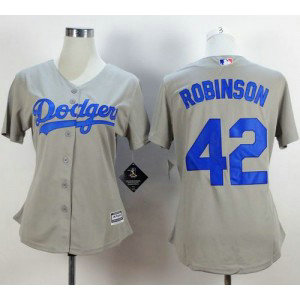 MLB Dodgers 42 Jackie Robinson Grey Alternate Road Women Jersey MLB Dodgers 42 Jackie Robinson Grey Alternate Road Women Jersey