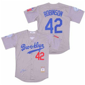 MLB Dodgers 42 Jackie Robinson Grey Throwback Men Jerseys MLB Dodgers 42 Jackie Robinson Grey Throwback Men Jerseys