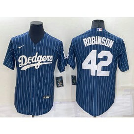 MLB Dodgers 42 Jackie Robinson Navy Cool Base Men Jersey