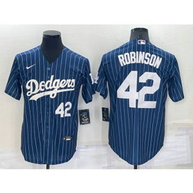 MLB Dodgers 42 Jackie Robinson Navy Nike Cool Base Men Jersey