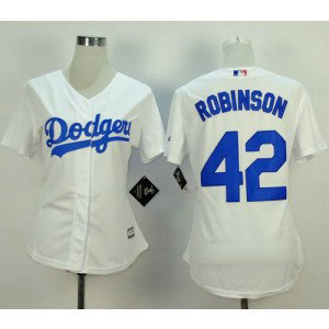 MLB Dodgers 42 Jackie Robinson White Home Women Jersey MLB Dodgers 42 Jackie Robinson White Home Women Jersey