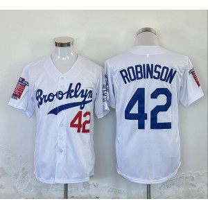 MLB Dodgers 42 Jackie Robinson White Throwback Men Jersey MLB Dodgers 42 Jackie Robinson White Throwback Men Jersey