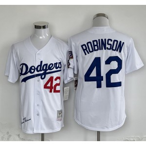 MLB Dodgers 42 Jackie Robinson White Throwback Men Jersey 1 MLB Dodgers 42 Jackie Robinson White Throwback Men Jersey 1