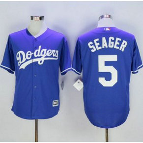 MLB Dodgers 5 Corey Seager Blue New Cool Base Men Jersey
