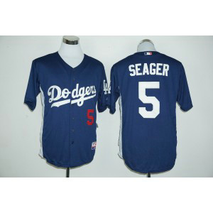 MLB Dodgers 5 Corey Seager Navy Blue Cooperstown Men Jersey
