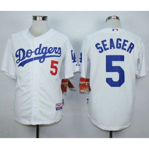 MLB Dodgers 5 Corey Seager White Cool Base Men Jersey 1