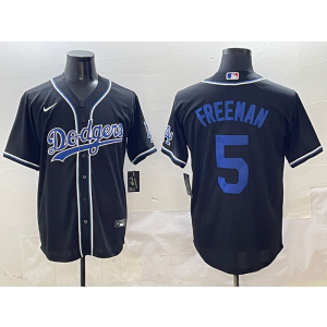 MLB Dodgers 5 Freddie Freeman Black Blue Nike Cool Base Men Jersey MLB Dodgers 5 Freddie Freeman Black Blue Nike Cool Base Men Jersey