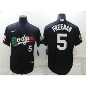MLB Dodgers 5 Freddie Freeman Black Mexico Nike Cool Base Men Jersey