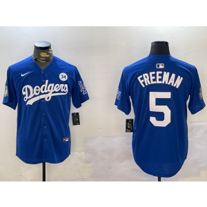 MLB Dodgers 5 Freddie Freeman Blue 2024 World Series Champion Nike Cool Base Men Jersey with 34 Patch MLB Dodgers 5 Freddie Freeman Blue 2024 World Series Champion Nike Cool Base Men Jersey with 34 Patch