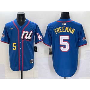 MLB Dodgers 5 Freddie Freeman Blue National League 2025 All Star Nike Cool Base Men Jersey