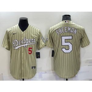 MLB Dodgers 5 Freddie Freeman Cream Nike Coole Base Men Jersey