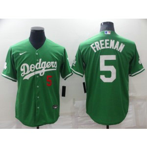 MLB Dodgers 5 Freddie Freeman Green Nike Cool Base Men Jersey