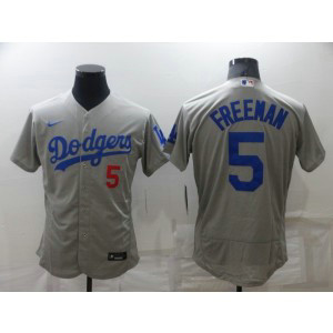 MLB Dodgers 5 Freddie Freeman Grey Flexbase Men Jersey