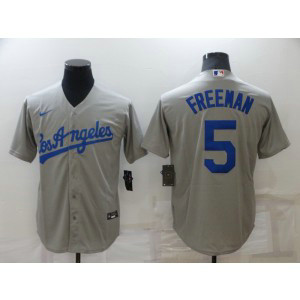MLB Dodgers 5 Freddie Freeman Grey Nike Cool Base Men Jersey