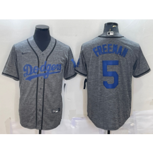 MLB Dodgers 5 Freddie Freeman Grey Nike Cool Base Men Jersey