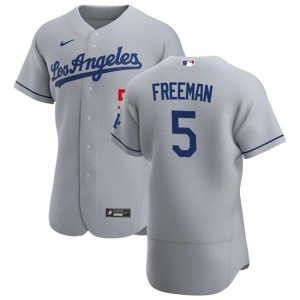 MLB Dodgers 5 Freddie Freeman Grey Nike Flexbase Men Jersey