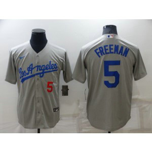 MLB Dodgers 5 Freddie Freeman Nike Grey Cool Base Men Jersey