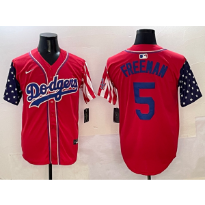 MLB Dodgers 5 Freddie Freeman Red USA Flag Nike Cool Base Men Jersey MLB Dodgers 5 Freddie Freeman Red USA Flag Nike Cool Base Men Jersey