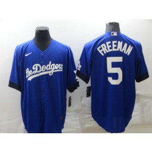 MLB Dodgers 5 Freddie Freeman Royal 2021 City Connect Cool Base Men Jersey