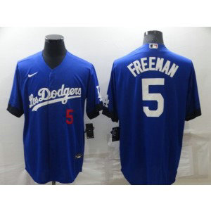 MLB Dodgers 5 Freddie Freeman Royal 2021 City Connect Cool Base Men Jerseys