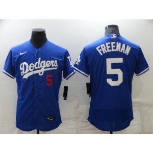 MLB Dodgers 5 Freddie Freeman Royal Nike Flexbase Men Jersey
