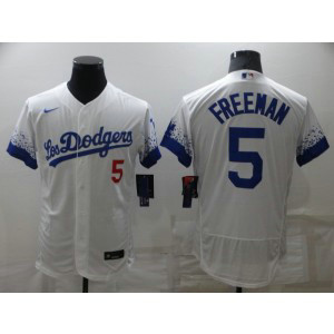 MLB Dodgers 5 Freddie Freeman White 2021 City Connect Flexbase Men Jersey