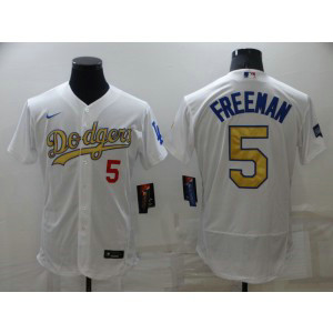 MLB Dodgers 5 Freddie Freeman White Gold Nike Flexbase Men Jerseys