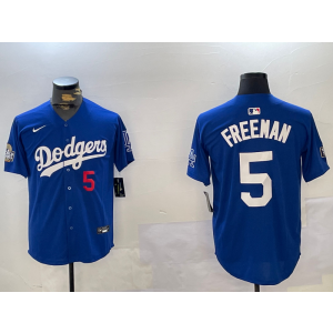 MLB Dodgers 5 Freeman Blue 2024 World Series Nike Cool Base Men Jersey MLB Dodgers 5 Freeman Blue 2024 World Series Nike Cool Base Men Jersey